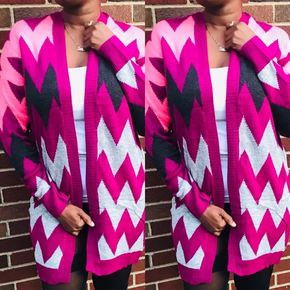 LOVE MAGENTA GREY LONG SLEEVE OPEN CARDIGAN - Picture 3 of 7